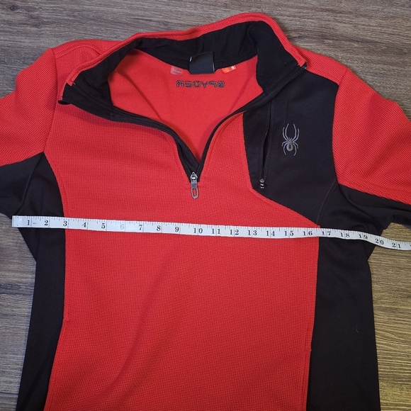 SPYDER Mens Cold WeatherQuarter Zip Pullover Red/Black Sweater/Sweatshirt SZ M - Picture 11 of 15